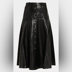 Cinq à Sept Veena Faux Leather Black Button-Front Skirt, Missing Designer Tag